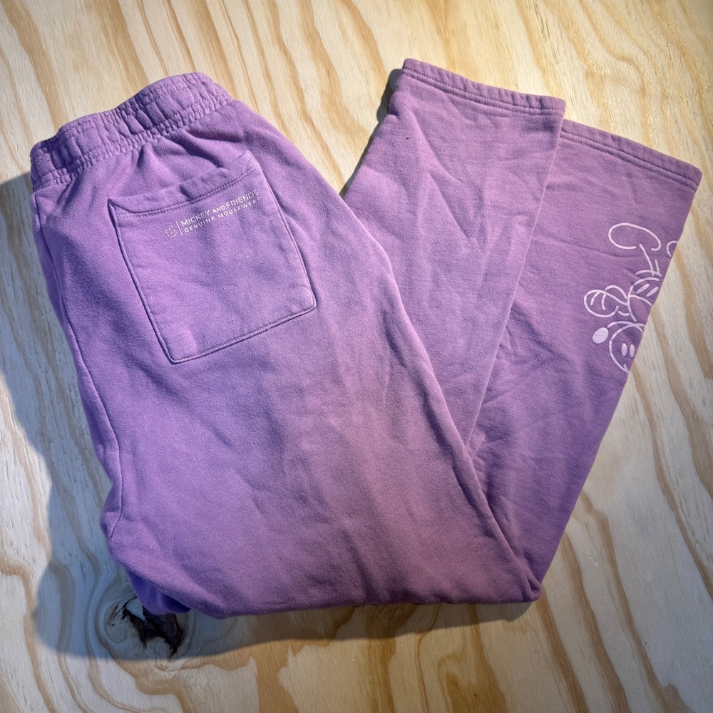 Disney Mickey Mouse Unisex Purple Graphic Sweatpants Elastic Waist Joggers Sz M